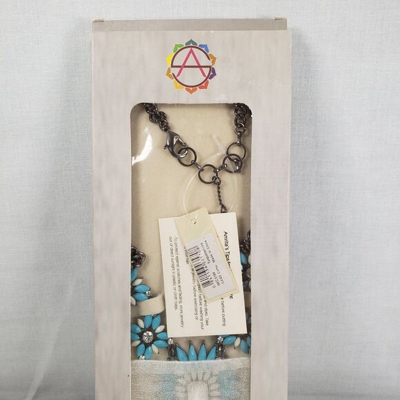 Amrita Singh Women Turquoise Ivory Rhinestone Necklace Southwestern Chunky - Picture 7 of 16